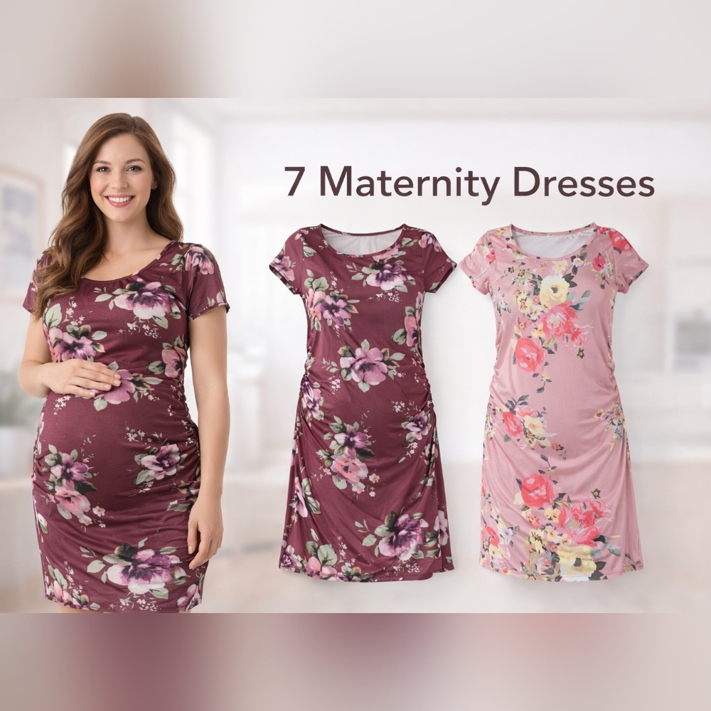 7 Maternity Dresses + 1 Skirt Bundle